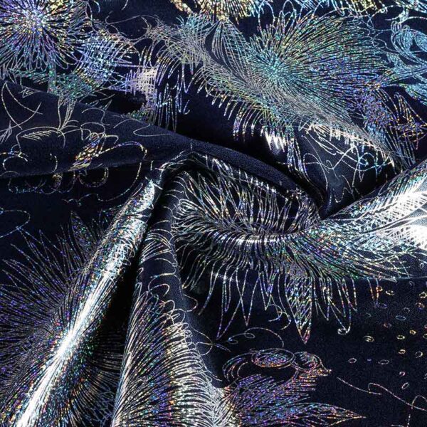 Stretch 4 way Japan foil donkerblauw