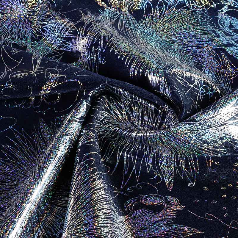 Stretch 4 way Japan foil donkerblauw