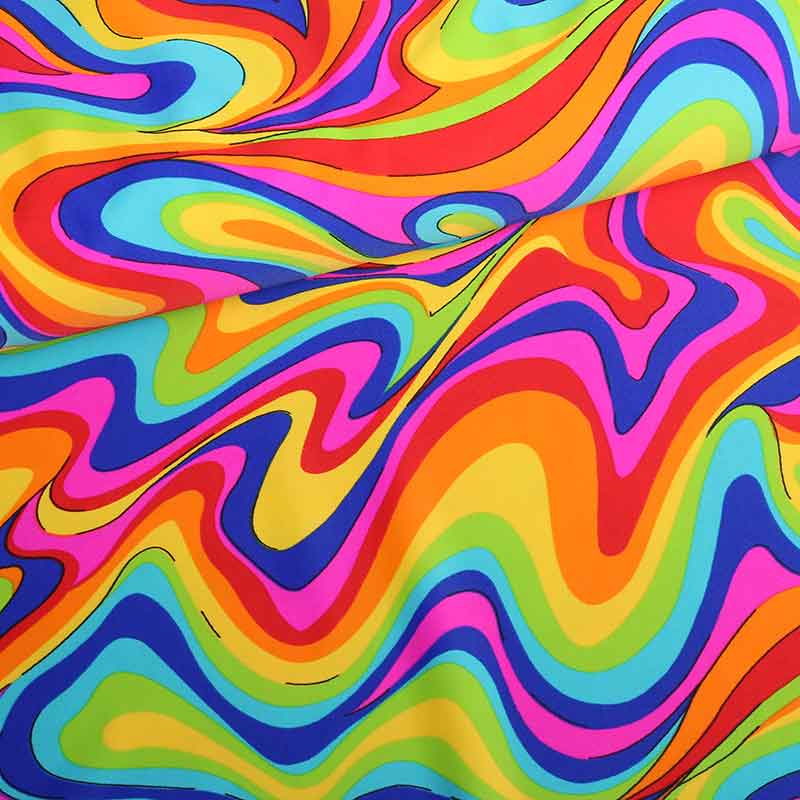 Stretch 4 way stof fantasy multicolor