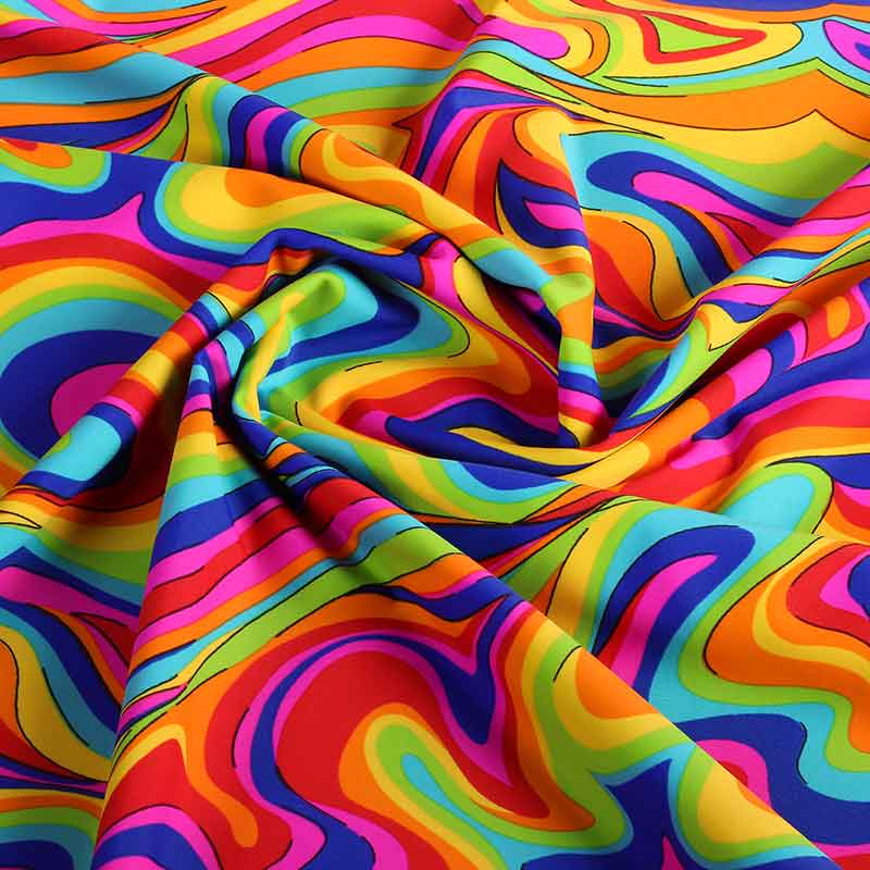 Stretch 4 way stof fantasy multicolor