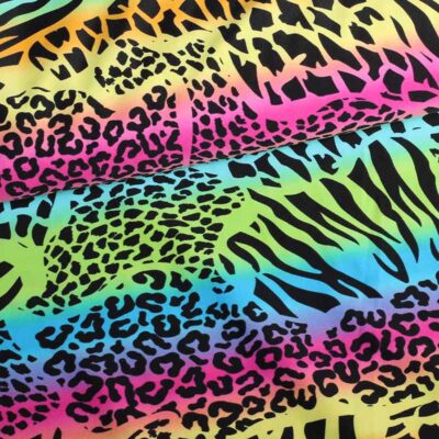 Stretch 4 way stof luipaard multicolor