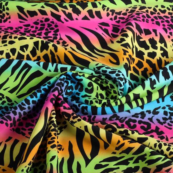 Stretch 4 way stof luipaard multicolor