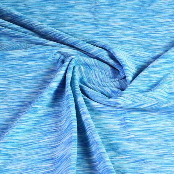 Tricot stretch stof aqua melange