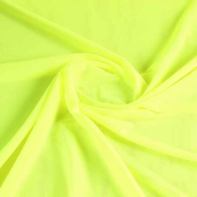 Stretch mesh stof fluor geel