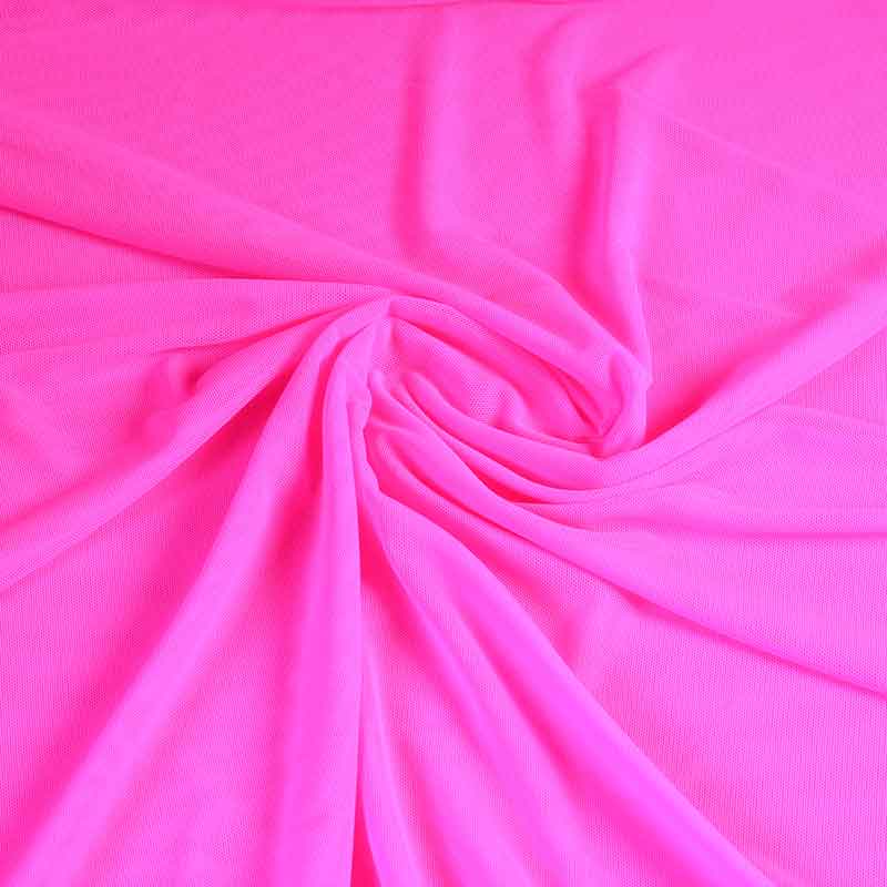 Stretch mesh stof fluor roze