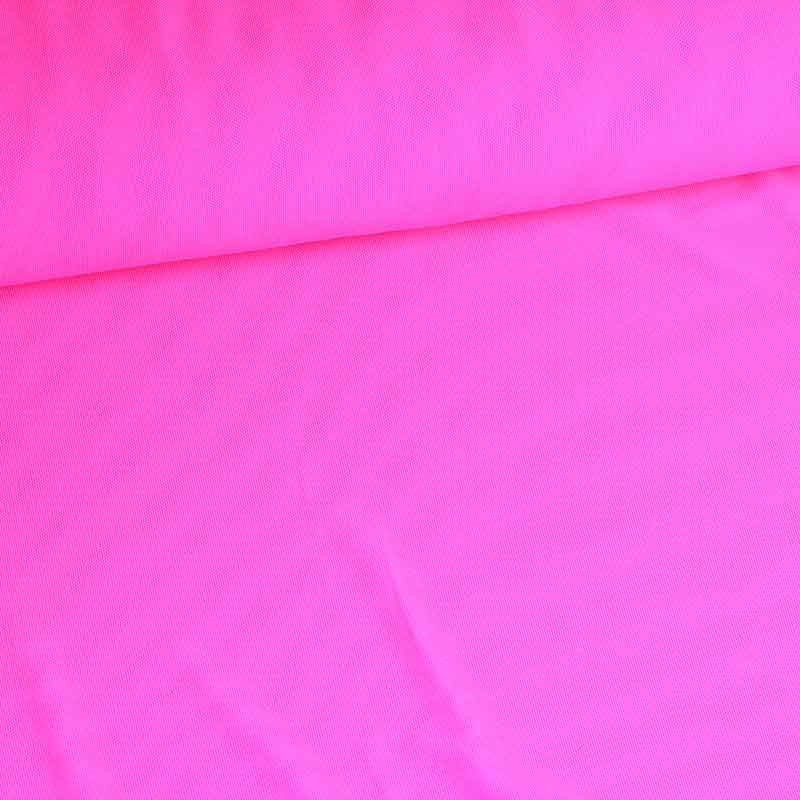 Stretch mesh stof fluor roze