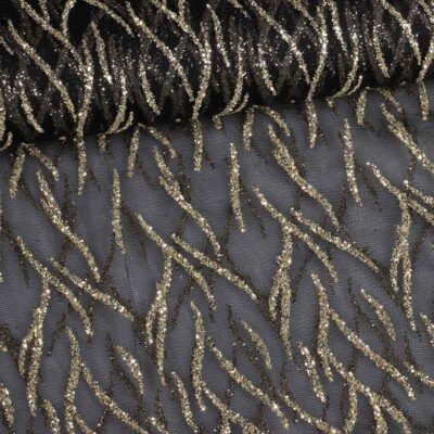 Mesh stof fantasie glitter zwart