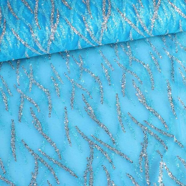 Mesh stof fantasie glitter aqua
