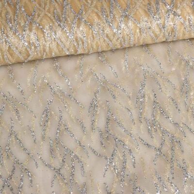 Mesh stof fantasie glitter ecru