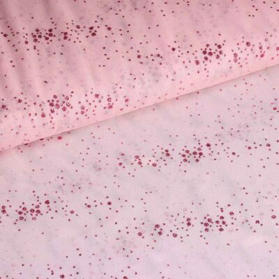 Mesh stof glitter stip roze