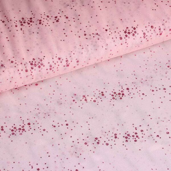 Mesh stof glitter stip roze
