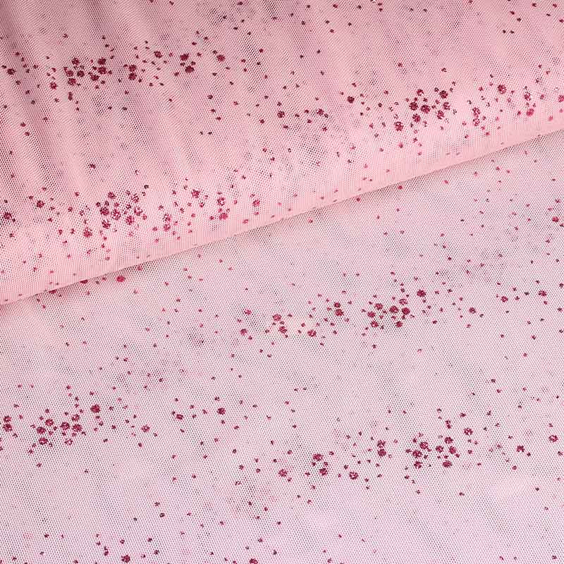 Mesh stof glitter stip roze