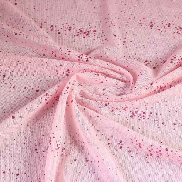 Mesh stof glitter stip roze