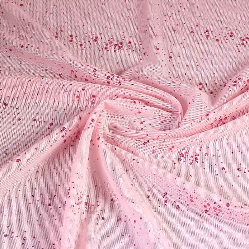 Mesh stof glitter stip roze