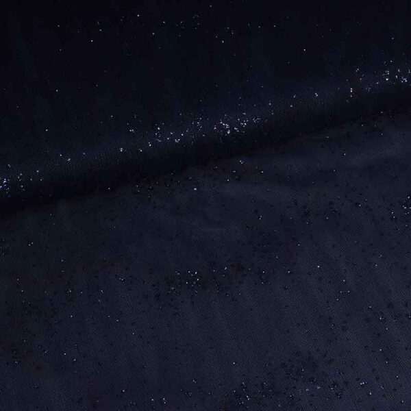 Mesh stof glitter stip donkerblauw