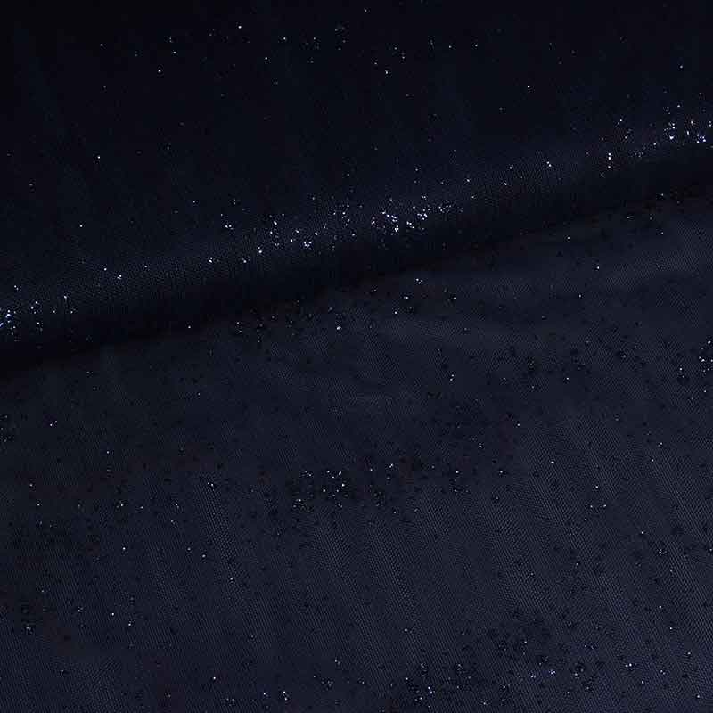 Mesh stof glitter stip donkerblauw