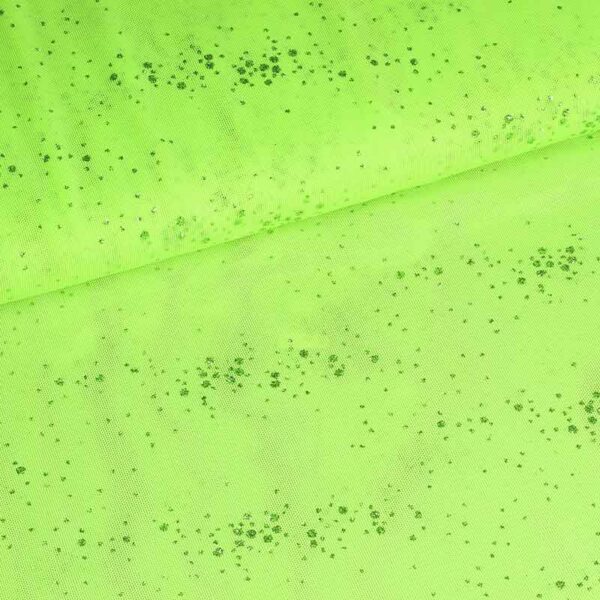 Mesh stof glitter stip lime