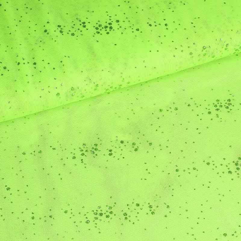 Mesh stof glitter stip lime