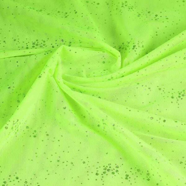 Mesh stof glitter stip lime