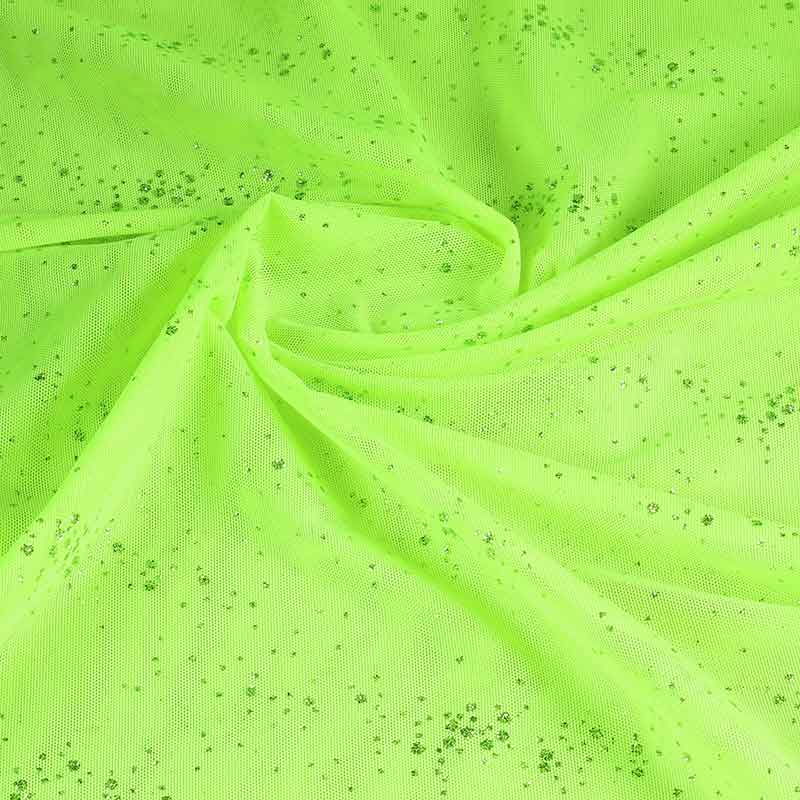 Mesh stof glitter stip lime