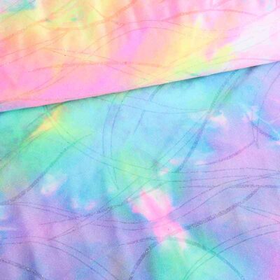 Stretch 4 way stof tye dye glitter multicolor