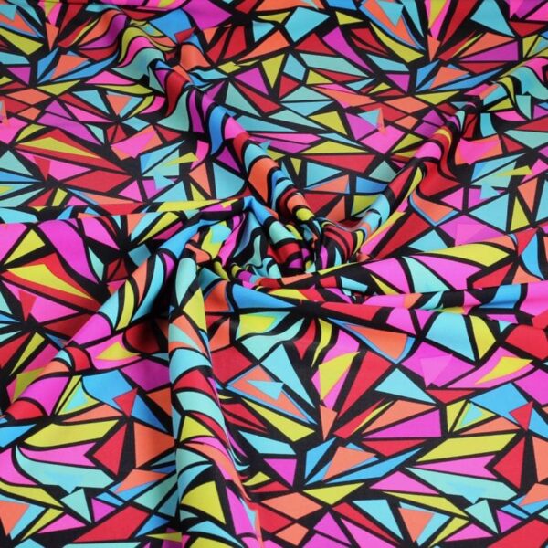 Stretch 4 way stof Fiesta driehoek multicolor