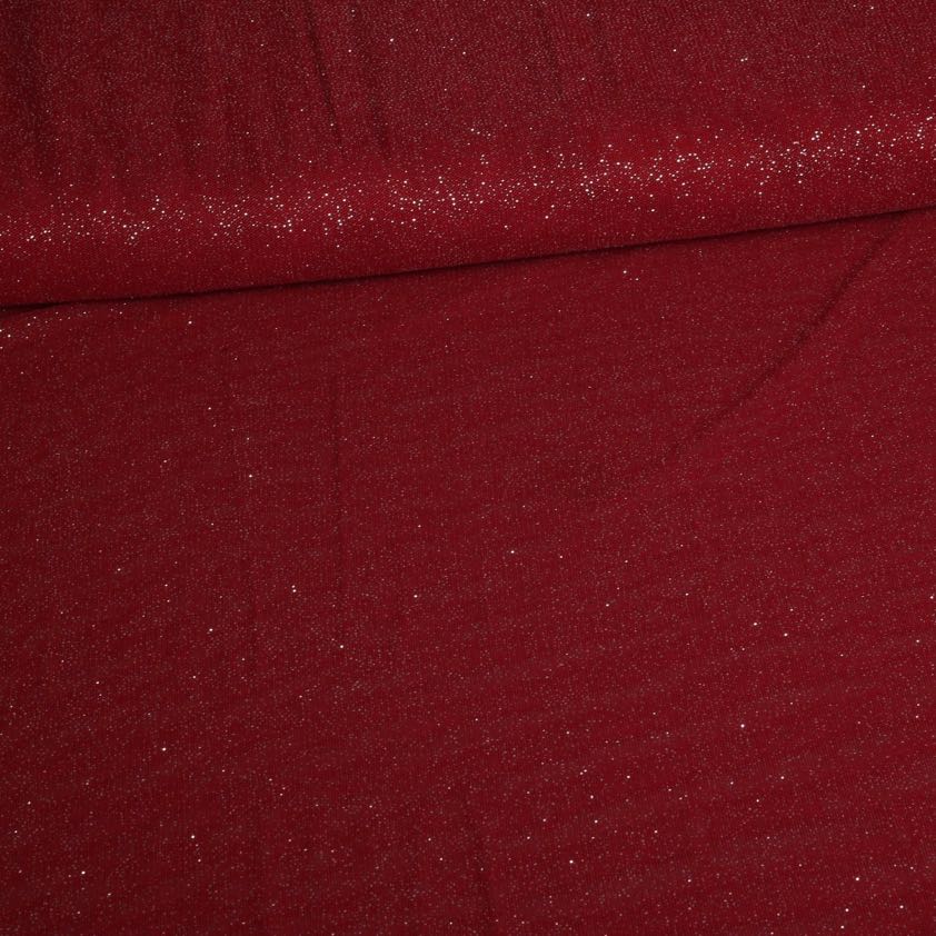 Mesh glitter stof bordeaux