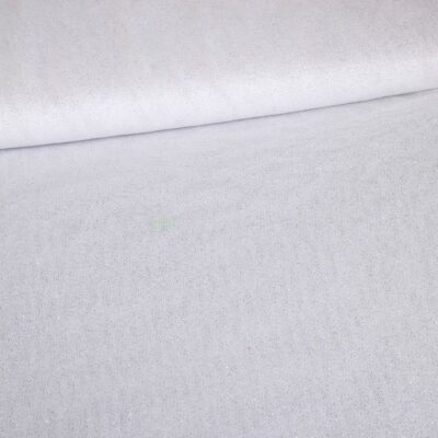 Stretch mesh glitter stof wit