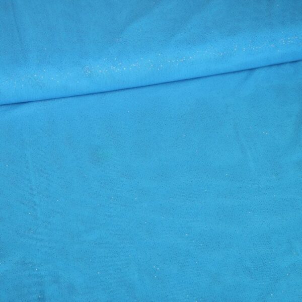 Stretch mesh glitter stof turquoise