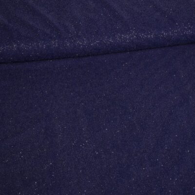 Stretch mesh glitter stof donkerblauw