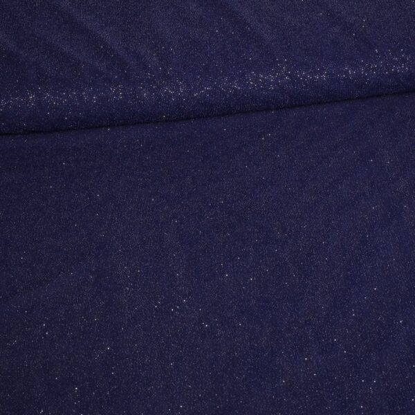 Stretch mesh glitter stof donkerblauw