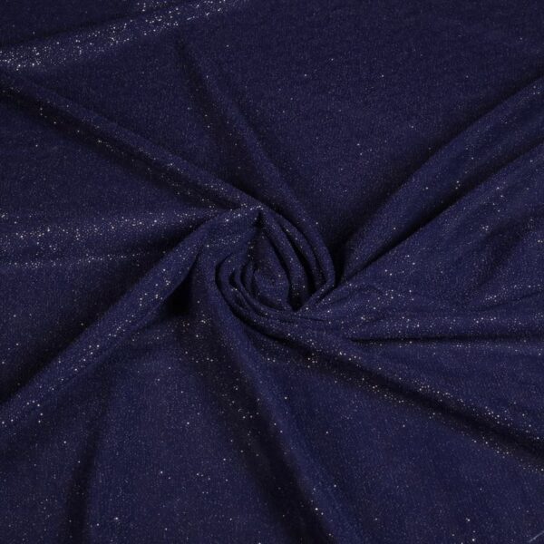 Stretch mesh glitter stof donkerblauw