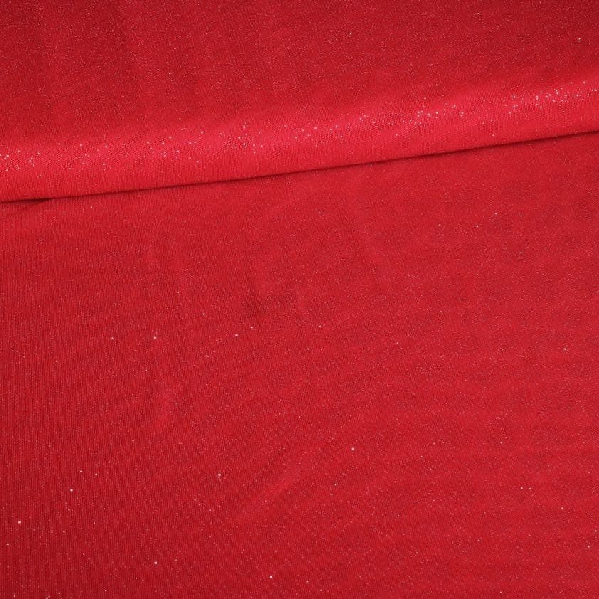 Mesh glitter stof rood