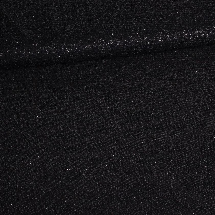Stretch mesh glitter stof zwart