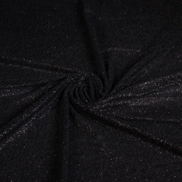 Stretch mesh glitter stof zwart