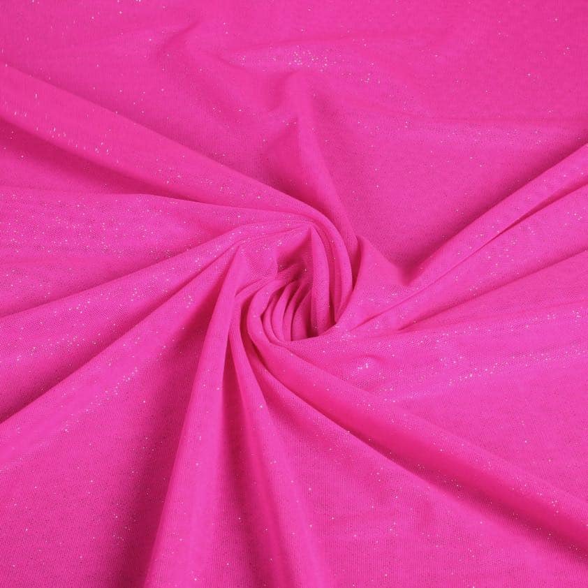 Stretch mesh glitter stof fuchsia