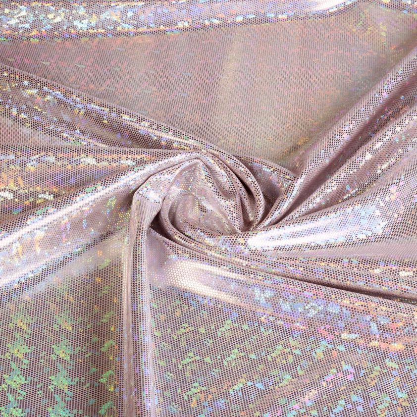 Mystique Deluxe foil hologram stof oud roze
