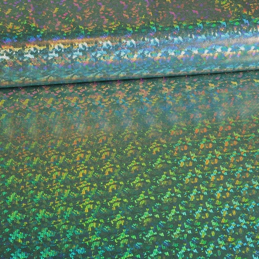 Mystique Deluxe foil hologram stof groen