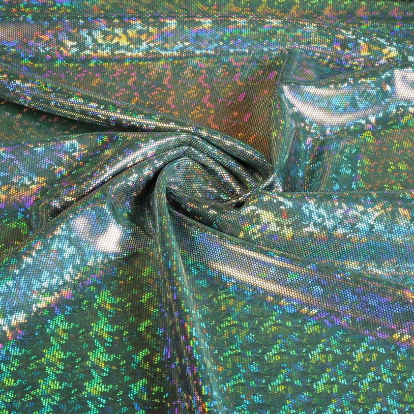 Mystique Deluxe foil hologram stof groen