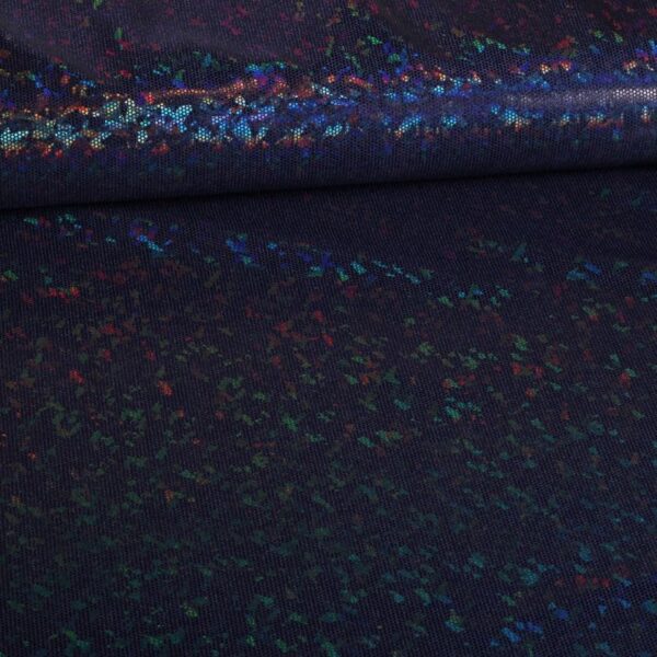 Mystique Deluxe foil hologram stof donkerblauw
