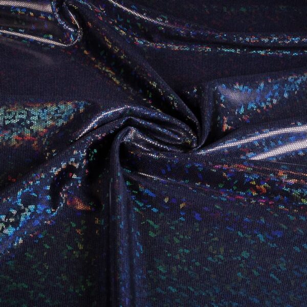 Mystique Deluxe foil hologram stof donkerblauw