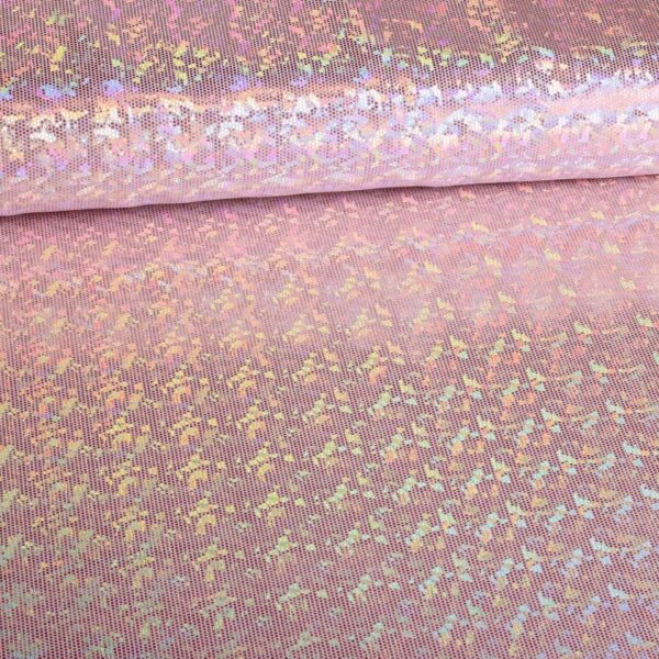Mystique Deluxe foil hologram stof licht roze