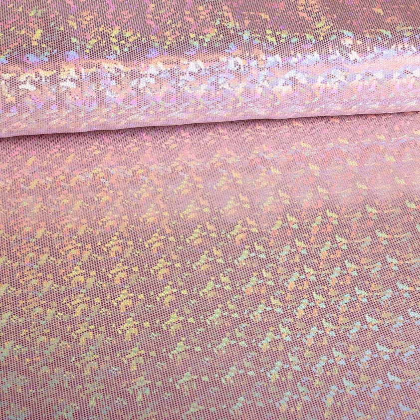 Mystique Deluxe foil hologram stof licht roze