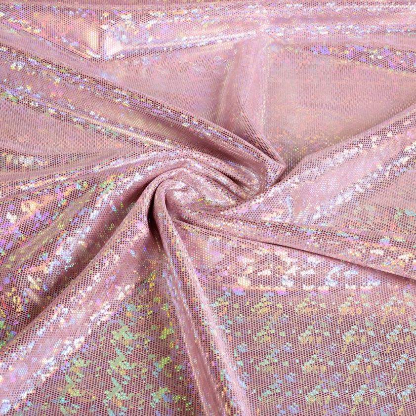Mystique Deluxe foil hologram stof licht roze