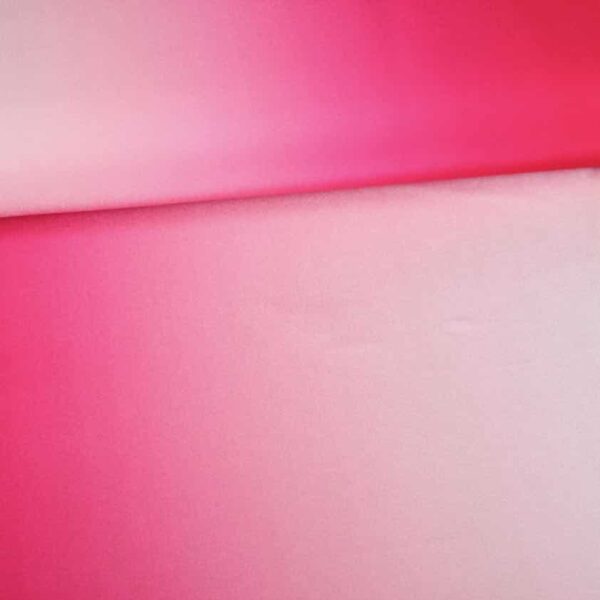 Badpakstof ombre fuchsia wit