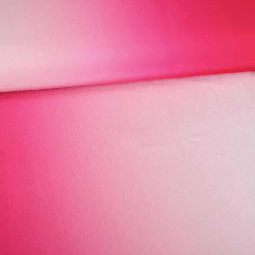 Badpakstof ombre fuchsia wit