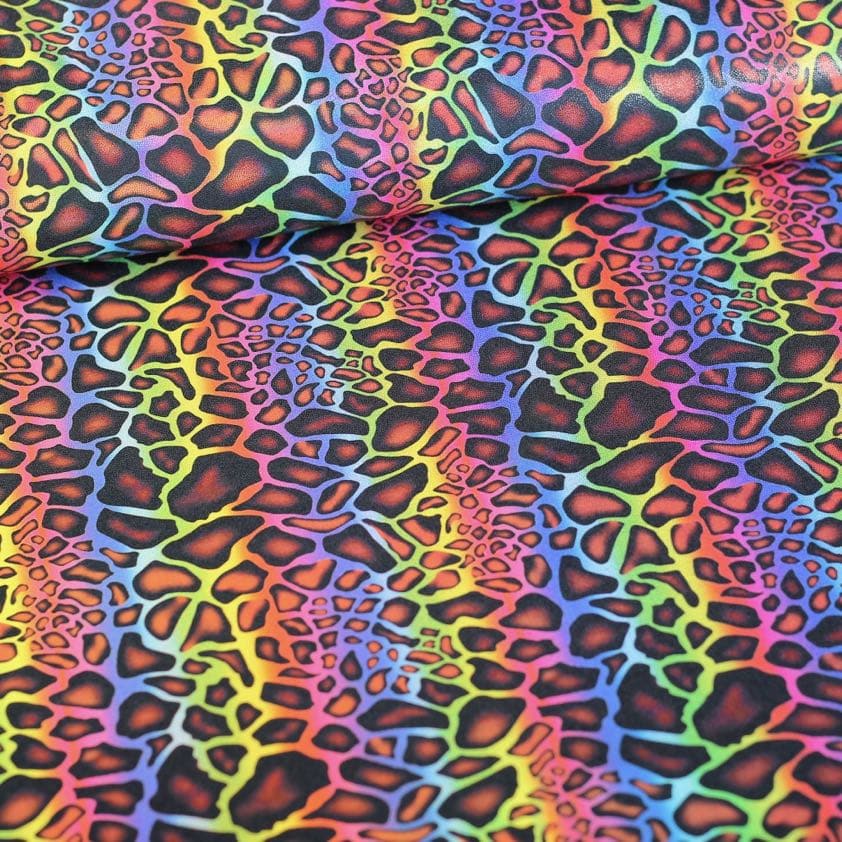 4 Way stretch foil stof luipaard multicolor