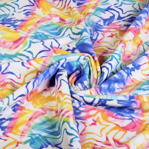 Stretch 4 way stof ster multicolor