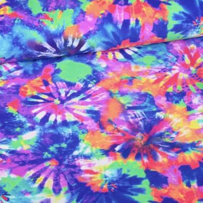 Stretch 4 way stof tie-dye multicolor