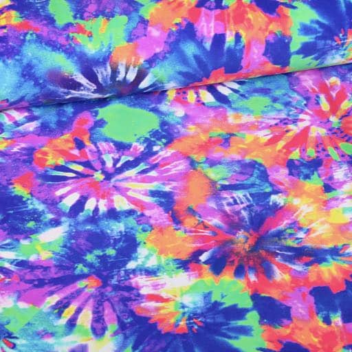 Stretch 4 way stof tie-dye multicolor